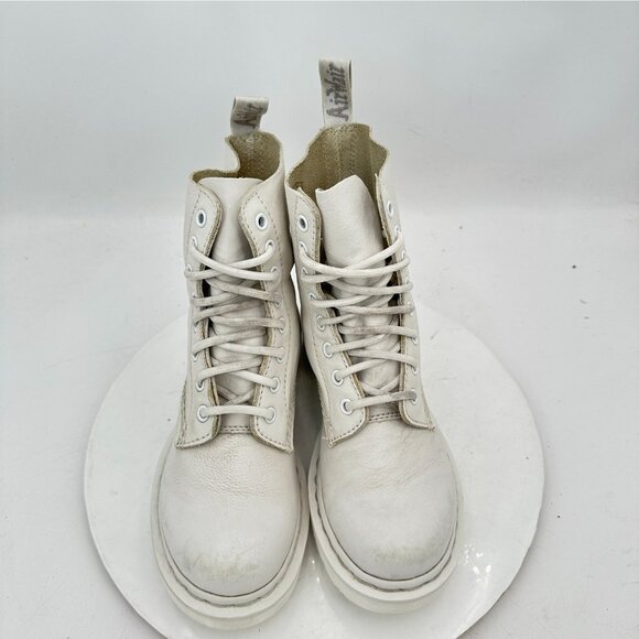 Dr. Martens 1460 Pascal Mono Women Size 7 White Leather 8 Eye Combat Boot - Picture 3 of 11